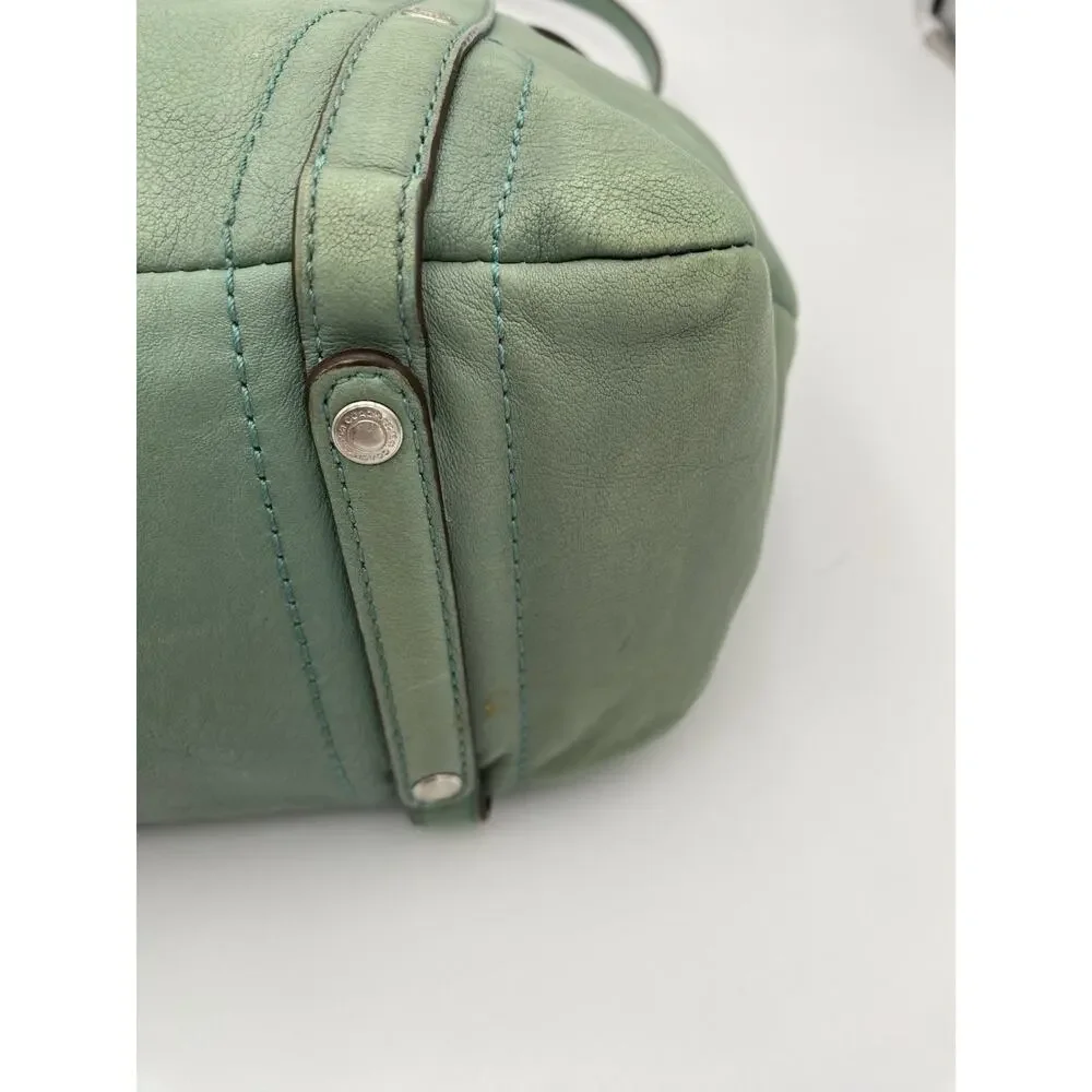 Coach Audrey Cinched Shoulder Bag Green Leather Double Handle Large 17064 READ